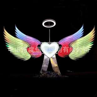 LED天使翅膀造型发光灯网红打卡景观亮化灯光秀户外灯光节装 饰灯