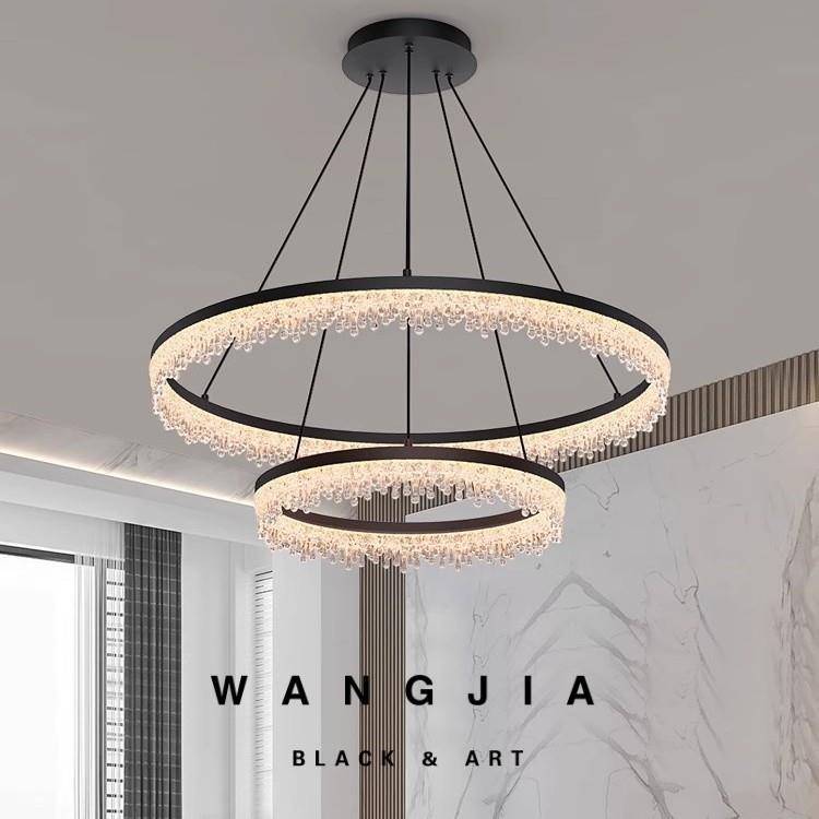 意式轻奢客厅吊灯设计师2025新款大气环形创意冰川餐厅大厅主灯