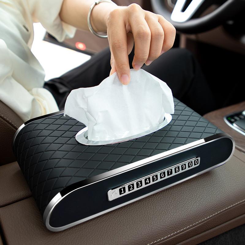 Z2JPC车用纸巾盒创意多功能停车号码牌挪车牌汽车抽纸盒车内装饰