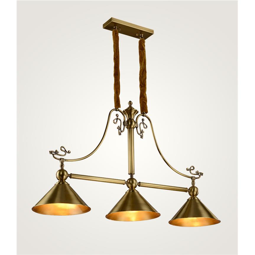 美式创意复古全铜餐厅三头台球桌球吊灯长条形餐桌灯单头吧台灯具