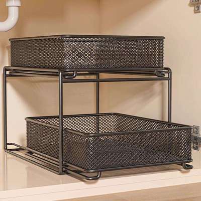 橱柜拉篮可抽拉厨房柜内下水槽分层置物架调料碗碟盘抽屉式收纳盒