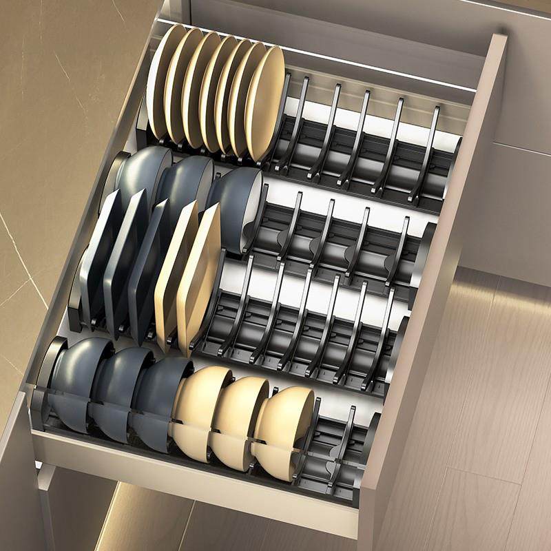 厨房碗碟收纳架橱柜抽屉内置收纳分隔沥水碗盘架拉篮内收纳置物架,厨房/烹饪用具,抹布架/厨房清洁收纳架,淘宝优惠券,粉丝福利购,淘宝优惠卷