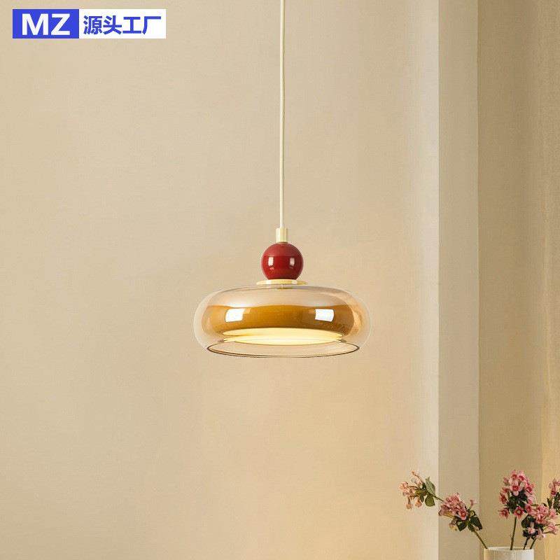 法式中古卧室床头吊灯护眼玻璃奶油风复古入户玄关过道走廊吊线灯,家装灯饰光源,智能吊灯,淘宝优惠券,粉丝福利购,淘宝优惠卷