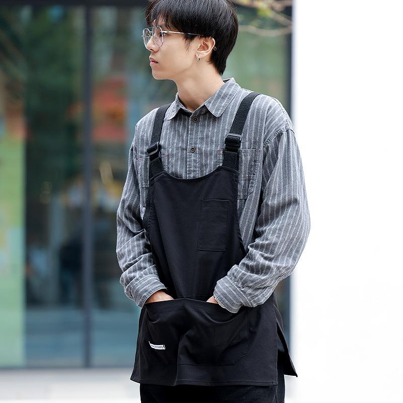 防水围裙餐饮专用坎肩式帆布工作服男女厨房奶茶咖啡烘焙印字logo