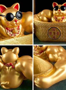 直销新款麒麟臂元宝猫大力肌肉胳膊元宝猫办公室摆件开业乔迁工艺