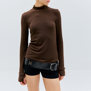 半高领打底T恤基础拇指洞上衣 复古百搭长袖 antenna effect经典