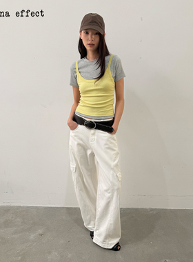 antenna effect 经典复古圆领半袖正肩修身小版型百搭打底上衣T恤