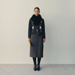 毛衣 菱格学院风智性羊毛混纺针织休闲开衫 antenna effect复古经典