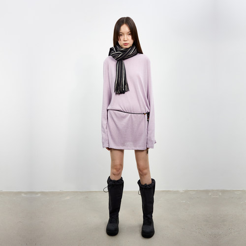 antennaeffect串珠腰长袖T恤裙