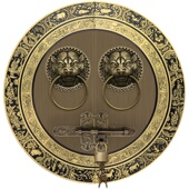 热销仿古大门锁扣拉手中式 纯铜狮子头兽头门环别墅庭院木门栓插销