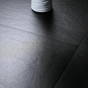 热销通体岩板瓷砖600x600黑色庭院阳台哑光防滑地砖砂岩拉槽面仿