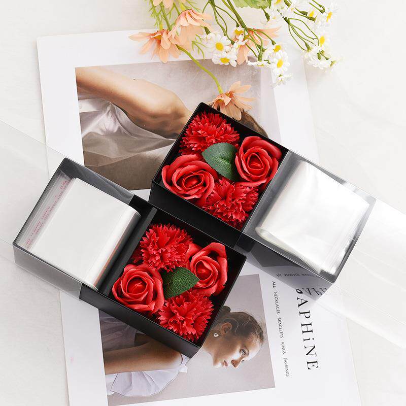 新款直销新品情人节透明PVC折叠玫瑰花礼品盒 创意开窗抽钱盒 永