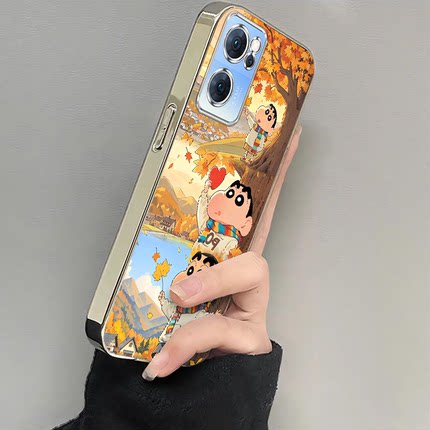 适用oppoReno7手机壳Reno7pro女新款opporone7SE全包防摔reon75G系列硅胶外壳opp0pp0ppor保护套5G男枫叶小新