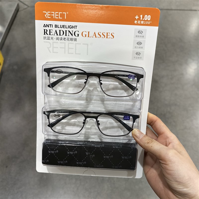 热销山姆瑞梵特抗蓝光阅读老花眼镜树脂镜片合金架方Z框圆框可选