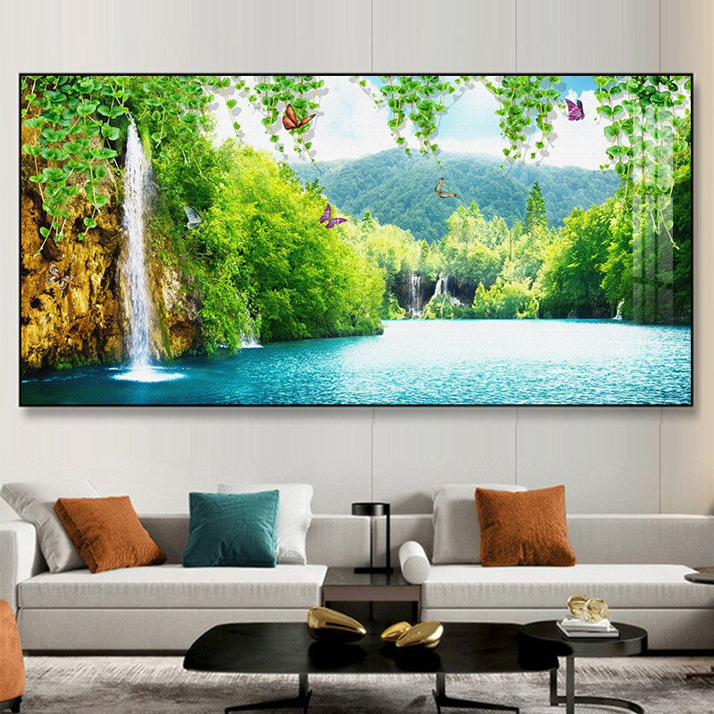 现代简约田园风景客厅装饰画沙发背景晶瓷树林卧室餐厅墙壁挂画图片