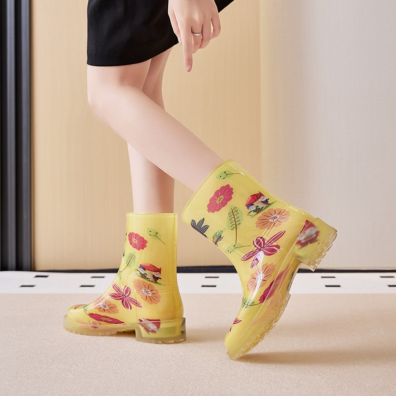 雨靴女防水鞋女款外穿防水加绒雨鞋防滑水鞋厚底胶鞋时尚套鞋大童