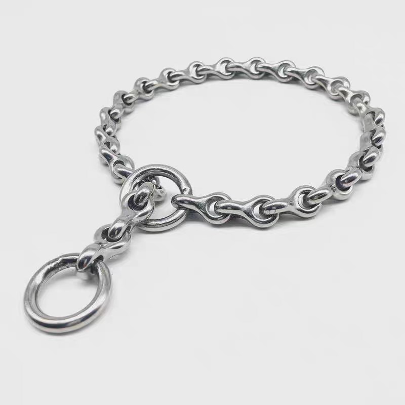 热销遛狗项圈马犬304不锈钢龙骨P链中大型犬罗威纳链子金毛卡斯罗