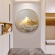 热销圆形金山手绘油画发财树入户玄关装 饰画现代轻奢过道走廊大芬