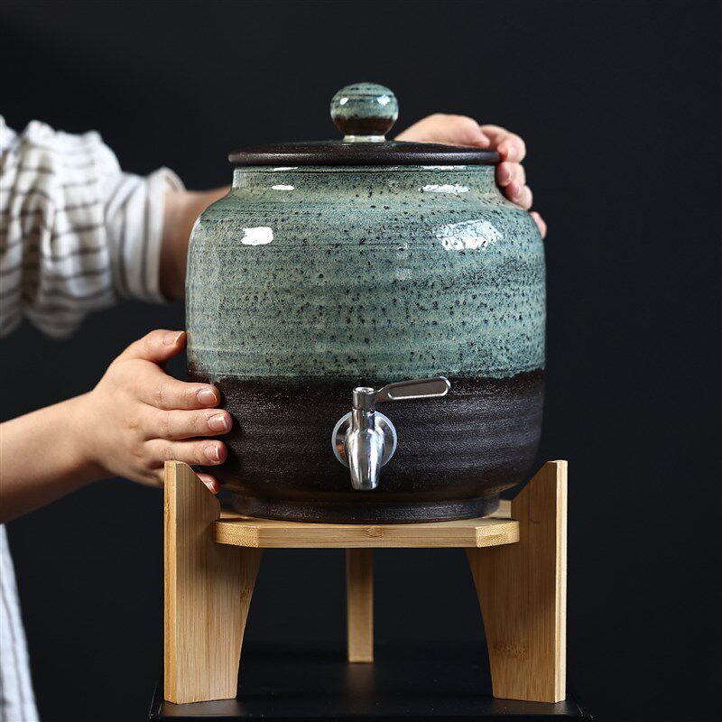 热销新款家用小水缸冷水壶茶水缸泡酒坛自助酱油壶粗陶日式小酒罐