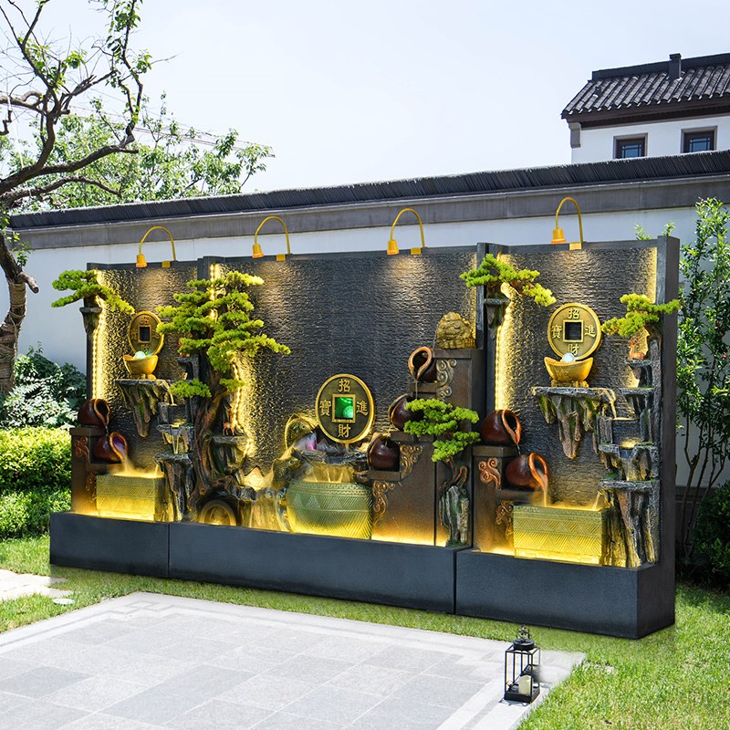 热销花园庭院假山流水墙喷泉水幕墙鱼缸大堂造景摆件循环水景装饰