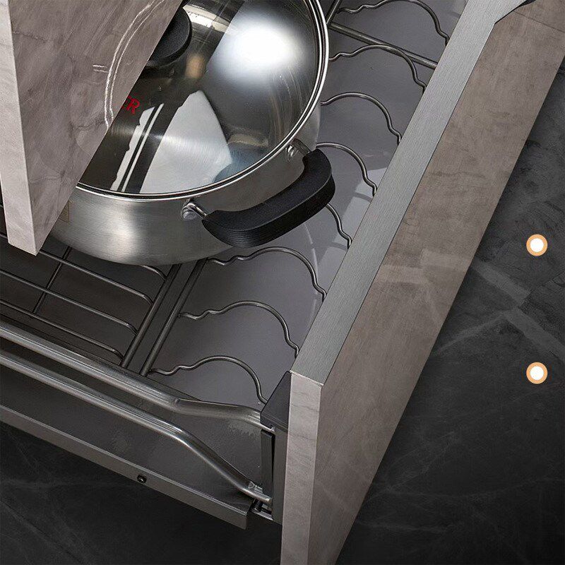 热销厨房拉篮抽屉式橱柜碗碟篮阻尼缓冲碗抽柜内双层抽拉式单层调