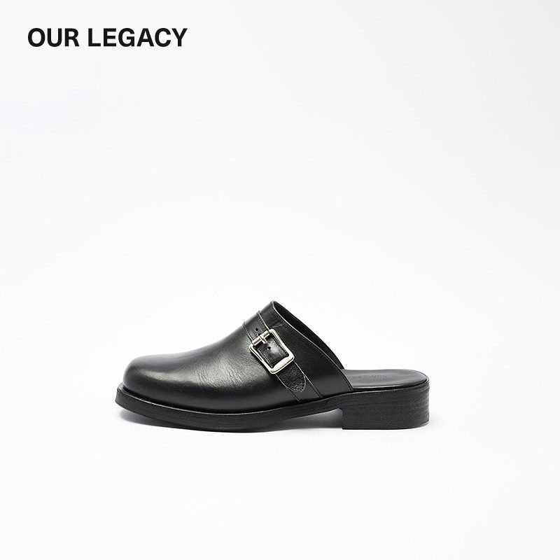 thumbnail for OUR LEGACY unisex CAMION MULE black mule shoes and semi-slip leather shoes