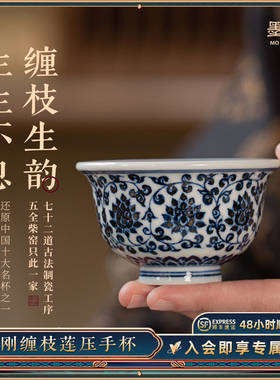 墨舍柴窑金刚缠枝莲景德镇陶瓷手绘茶具套组盖碗壶承普洱杯压手杯