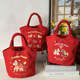 马年2026新款 马上纳福红色水桶包喜庆创意可爱帆布包年会礼品袋