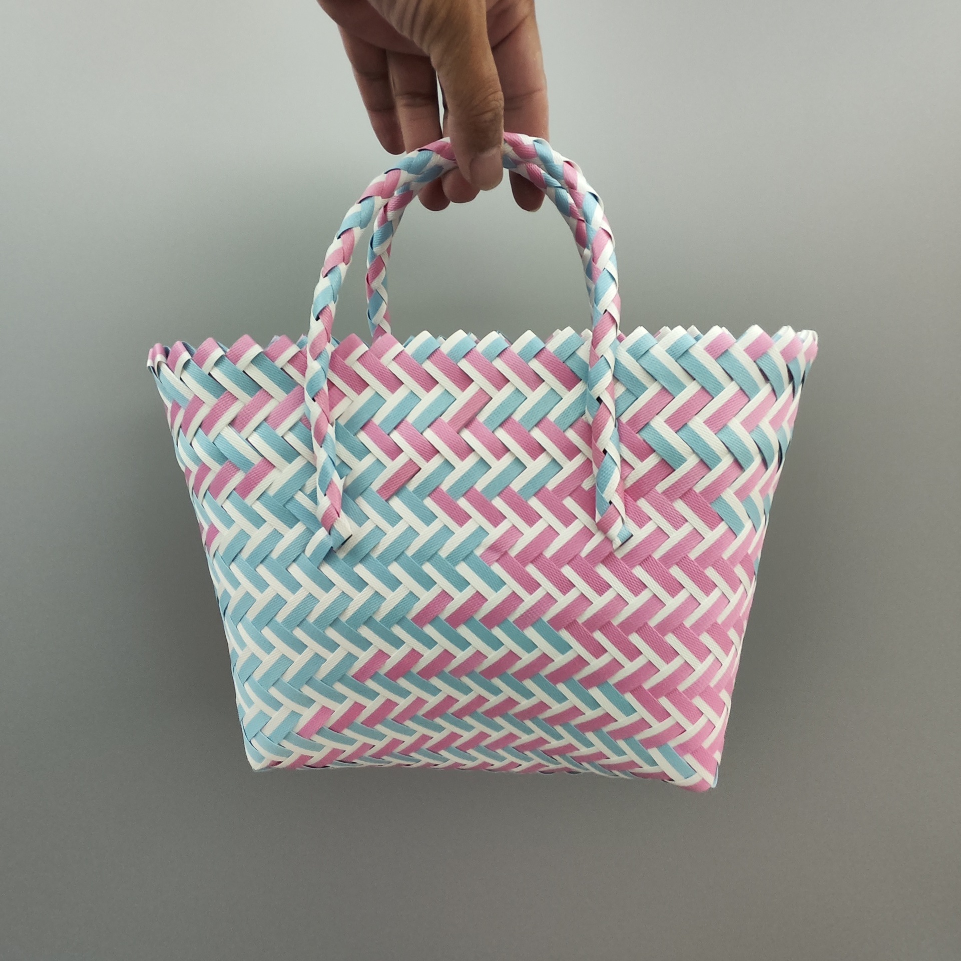 塑料编织彩色手提包节日伴手礼篮