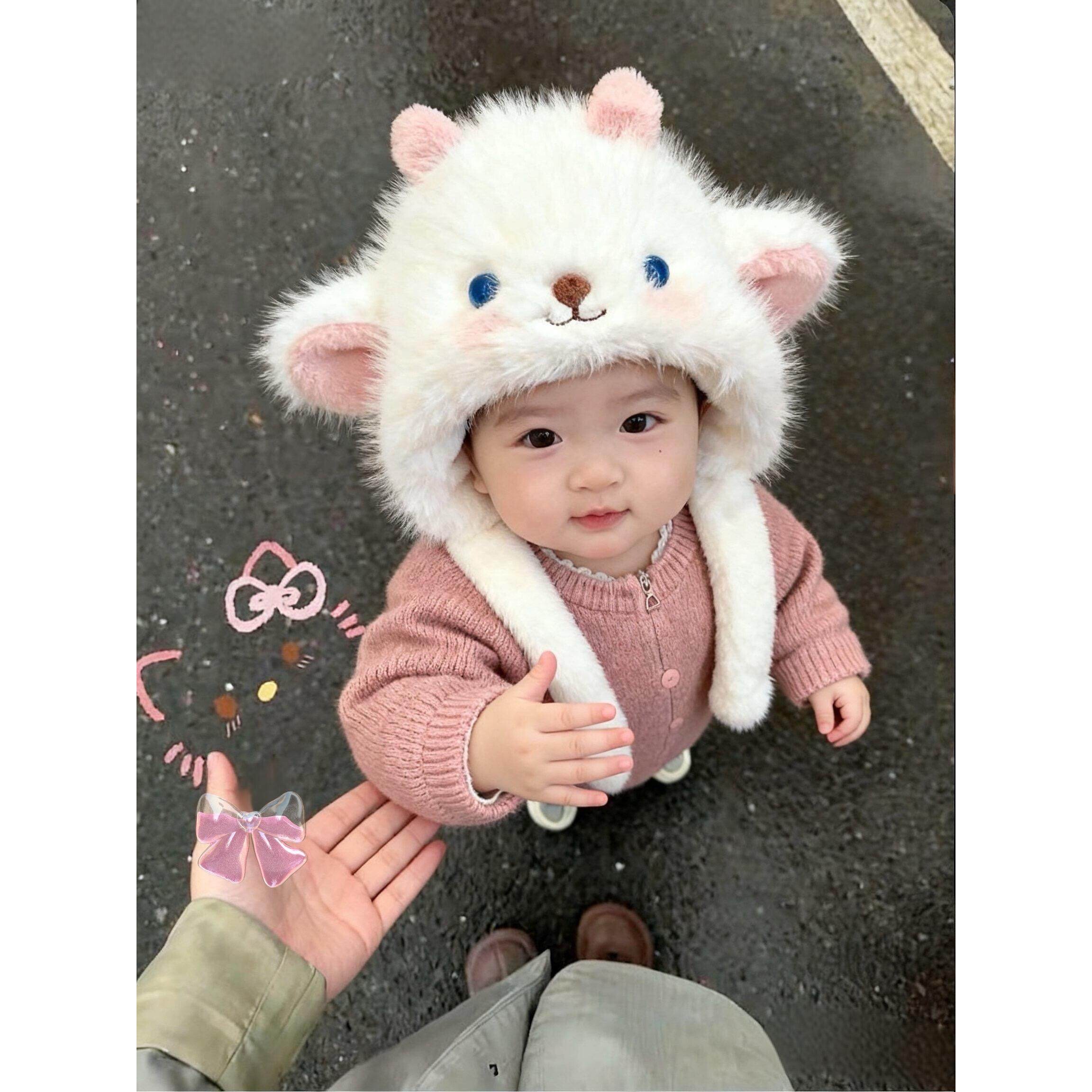 会动耳朵的帽子毛绒保暖女冬季可爱毛茸茸防寒儿童宝宝雷锋帽