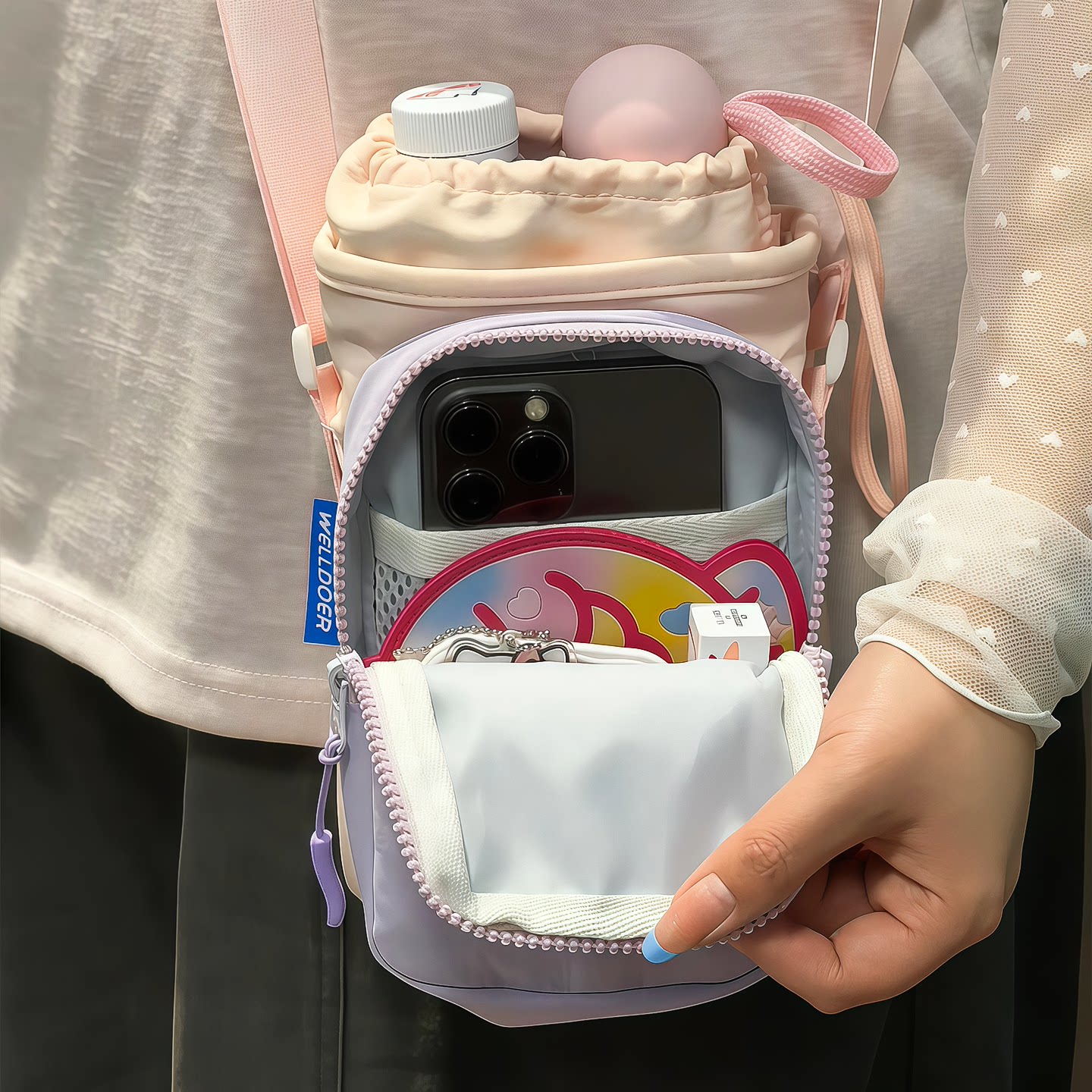 斜挎轻便小号妈咪包水杯手机