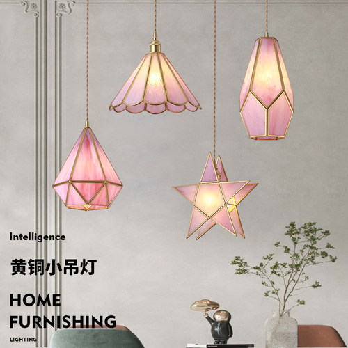北欧创意黄铜f飘窗灯小吊灯简约服装店儿童房玻璃餐厅卧室床头灯