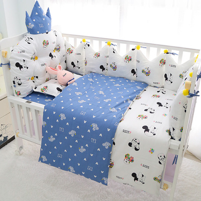 婴儿床围栏软包 宝宝纯棉床围挡布 儿童新生儿床上用品三四五套件