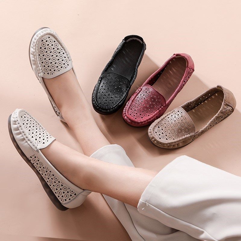 夏季大码凉鞋女平底洞洞款妈妈鞋软底防滑中老年轻便舒适皮鞋4j,女鞋,洞洞鞋,淘宝优惠券,粉丝福利购,淘宝优惠卷