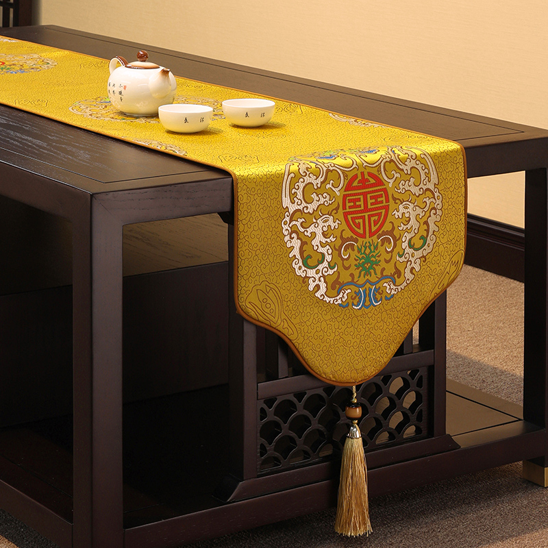 新中式桌旗中国风禅意茶席茶台布艺长条茶几桌布茶桌垫布红色床旗