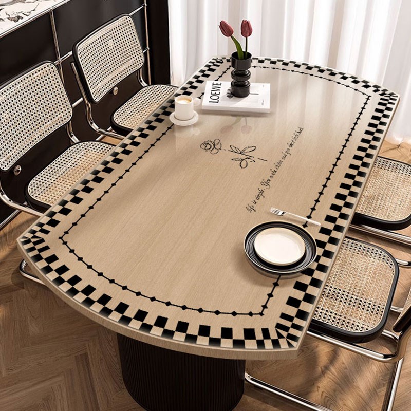 椭圆形餐桌垫免洗防水防油防烫轻奢高级感透明PVC软玻璃折叠桌布