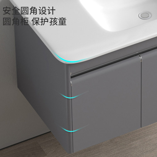 304不a锈钢浴室柜组合挂墙式陶瓷一体式洗手脸盆家用化妆室洗漱台