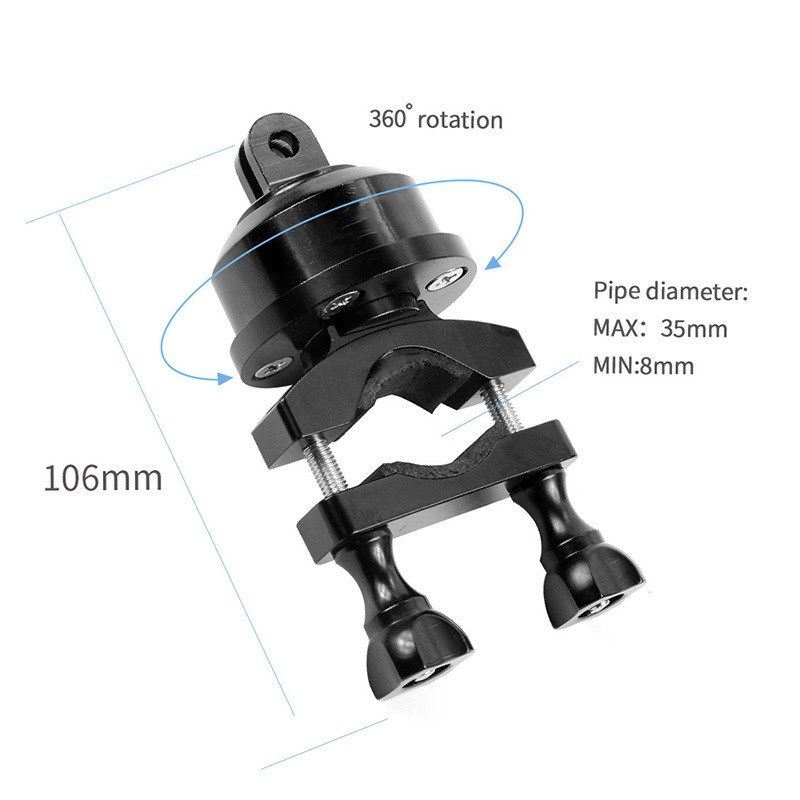适用gopro铝合金配件自行车摩托车头盔手机相机支架360度旋转底座