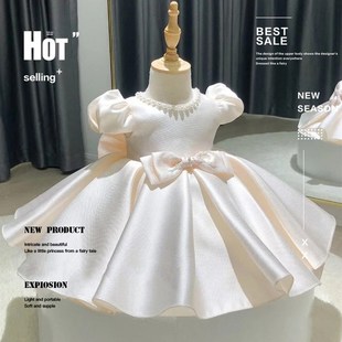 高端兒童晚禮服女寶公主裙小女孩禮服蓬蓬裙釘珠洋氣婚紗 2023新款