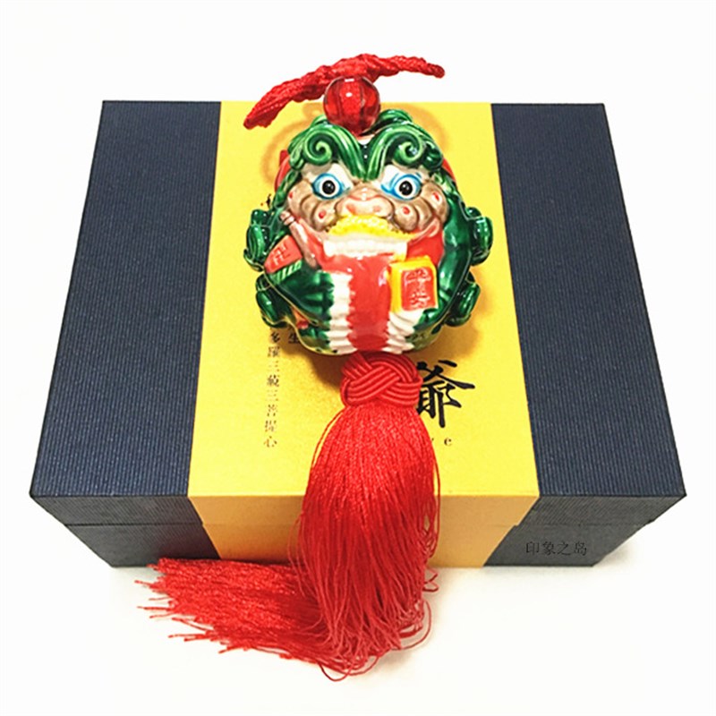 普门品风狮爷交趾陶单狮平安招财汽车挂件饰挂坠正宗交趾陶