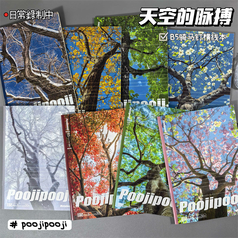 天空的脉搏笔记本子2025新款手账本学生日记本B5骑马钉横线记事本