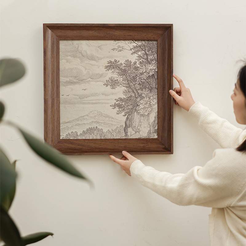 法式美式中古风线稿挂画素描装饰画客客厅入户玄关沙发背景卧图片