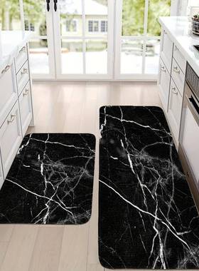 YZR欧2025新款跨境2/3套式简约房厨地件垫黑色大理石跨境