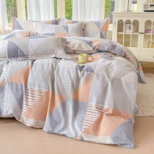 全加厚四件套棉磨纯毛套m128床上用品棉简约单双人被冬季 学生保暖