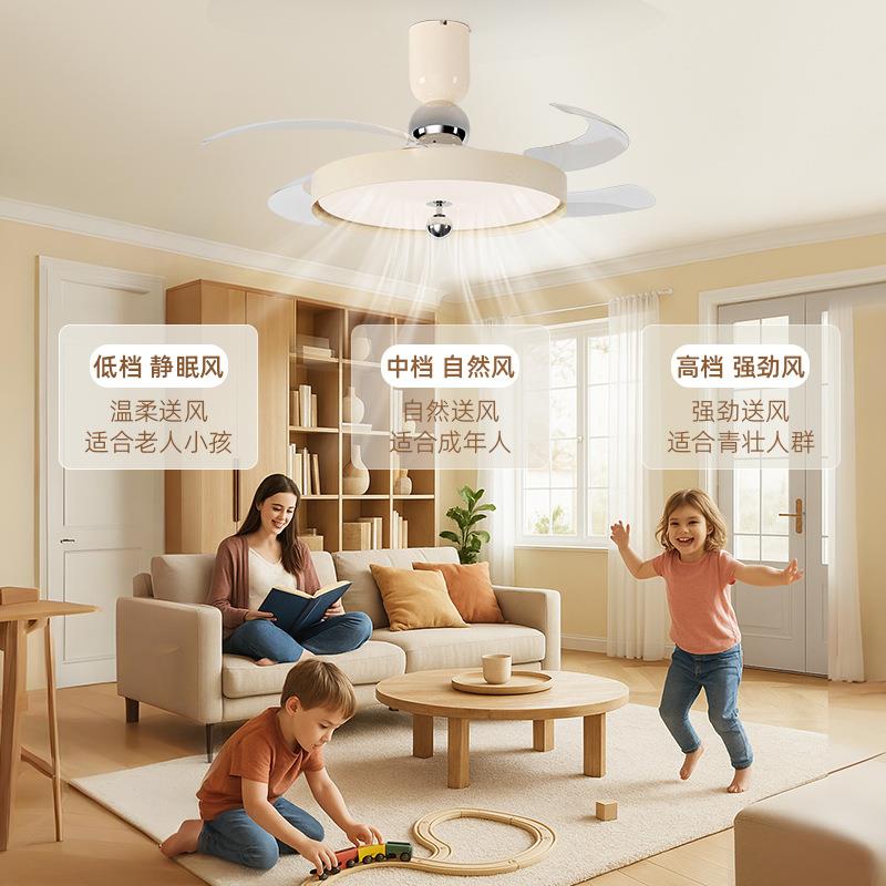 2025新儿款915奶餐厅卧室吸顶风风扇油灯现代简约童房静音一体吊