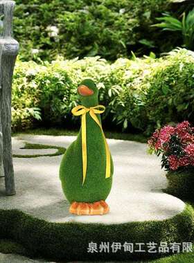 植绒鸭XX052子雕像件花艺园别墅水池园艺景摆树脂工造品跨境热卖