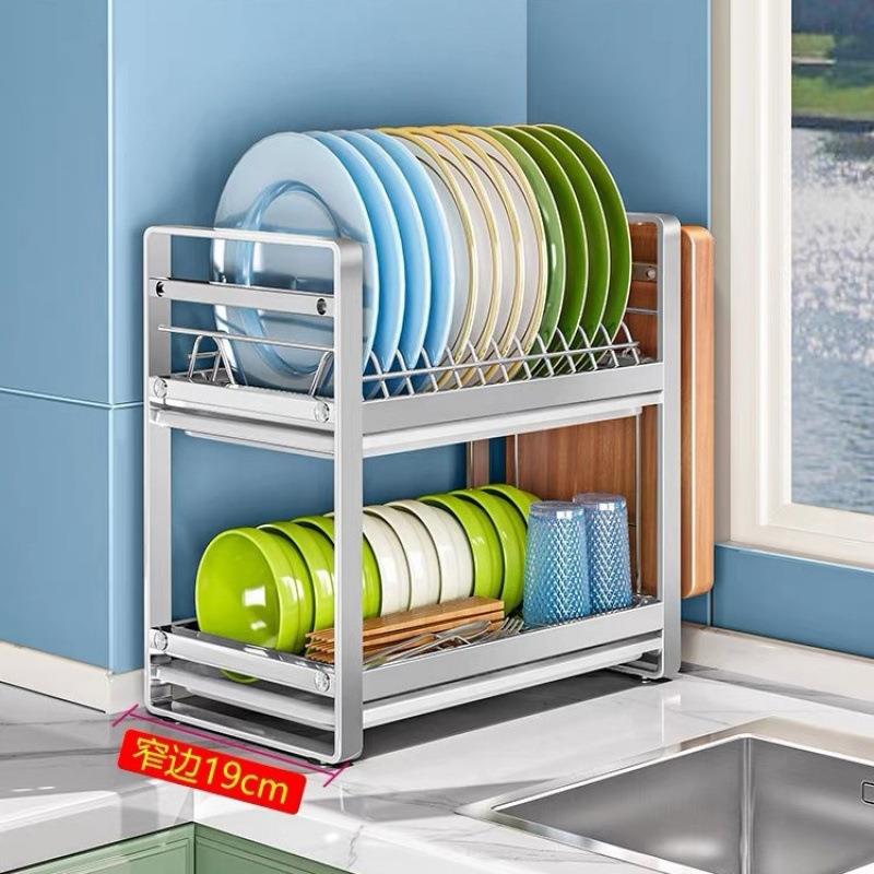 边碗架厨房置物架3碗0窄4不锈钢碗碟收纳台面盘碗筷小型水碗wGJ7p