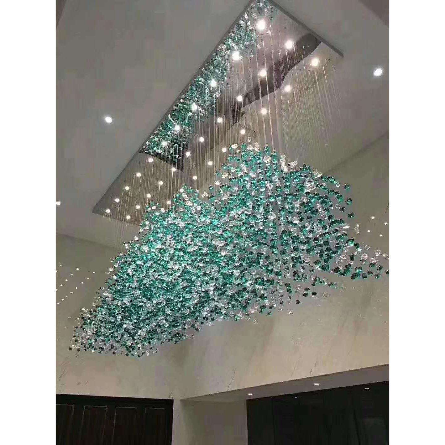 水晶楼部沙盘吊灯酒石大堂彩色琉店璃D0086清光头吊售灯