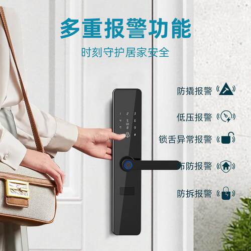 家能公寓民宿宾馆家qcX6-S用防盗握门半自动电子智门锁一开指厂纹