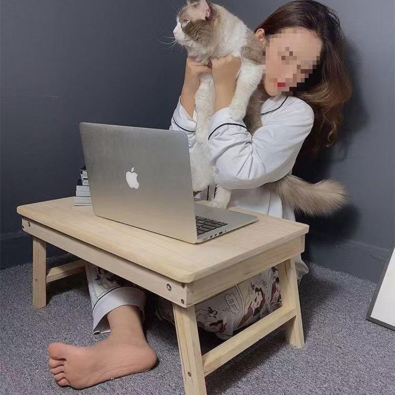 木小子学-桌松木折叠桌习桌床上小桌子学实生宿舍餐桌电脑笔记本